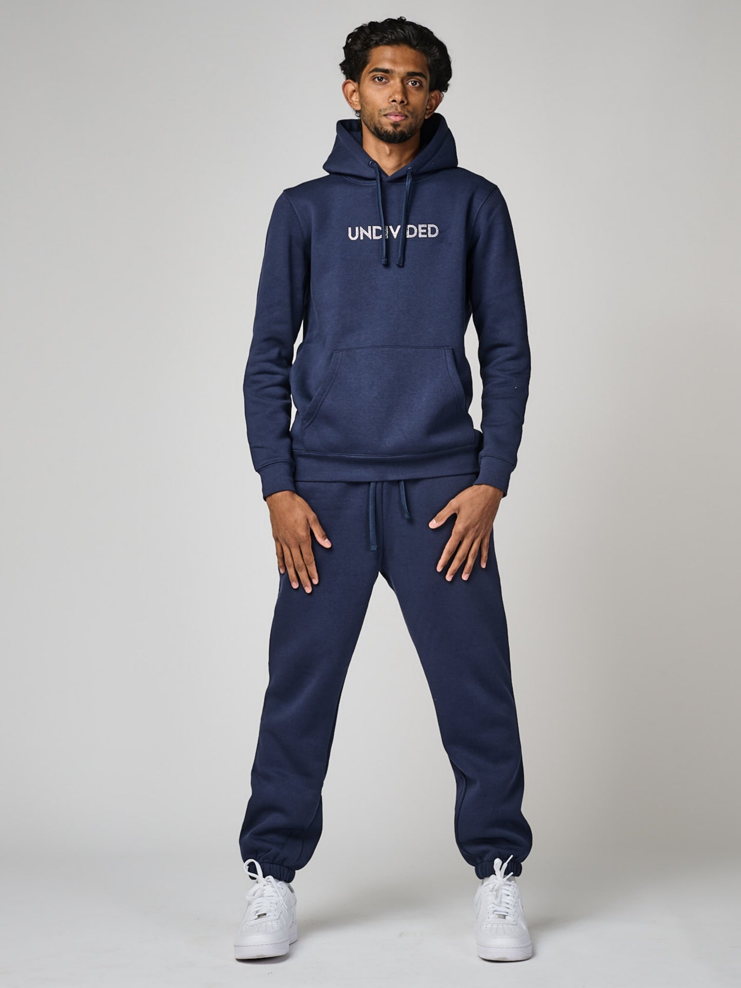 Men's Navy Blue Undivided Brushed Fleece Tracksuit