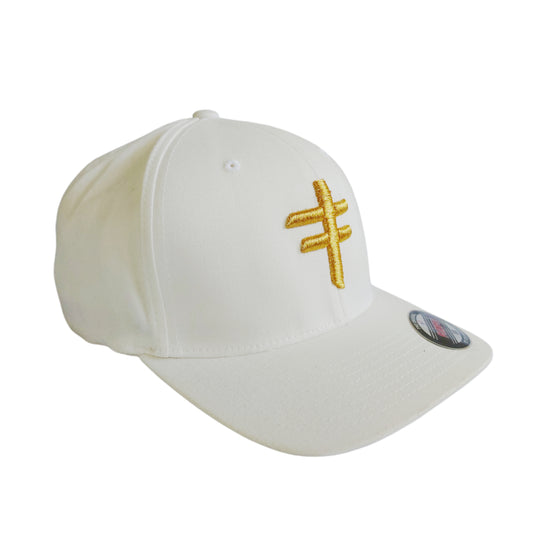 XL - XXL FITTED CAP ( Gold & White)