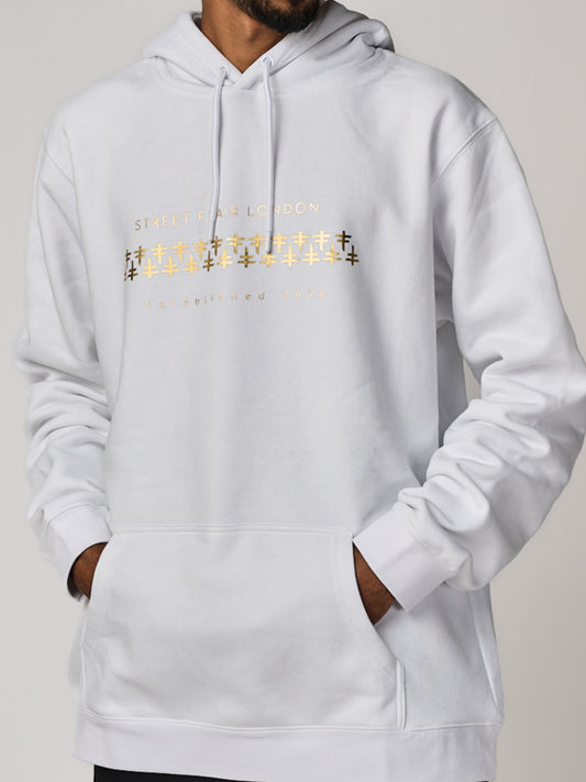 White & Gold Interlocking Hoodie