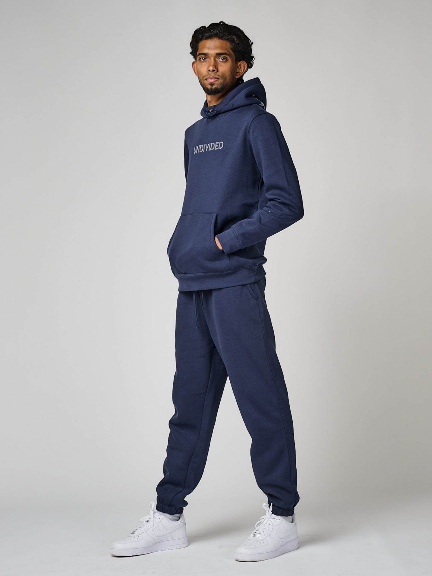 Men's Navy Blue Undivided Brushed Fleece Tracksuit