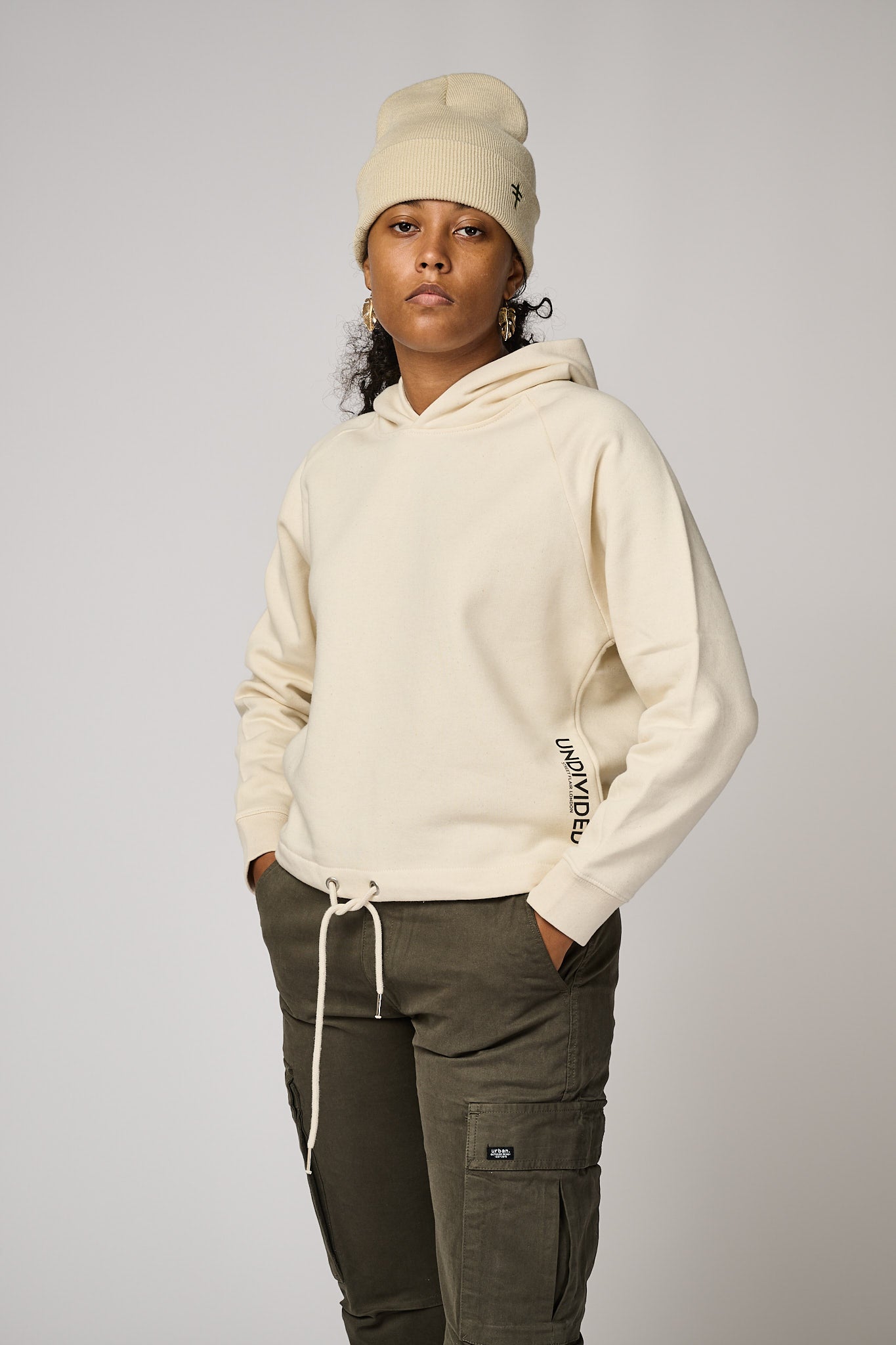 Sand Cropped Womens Hoodie