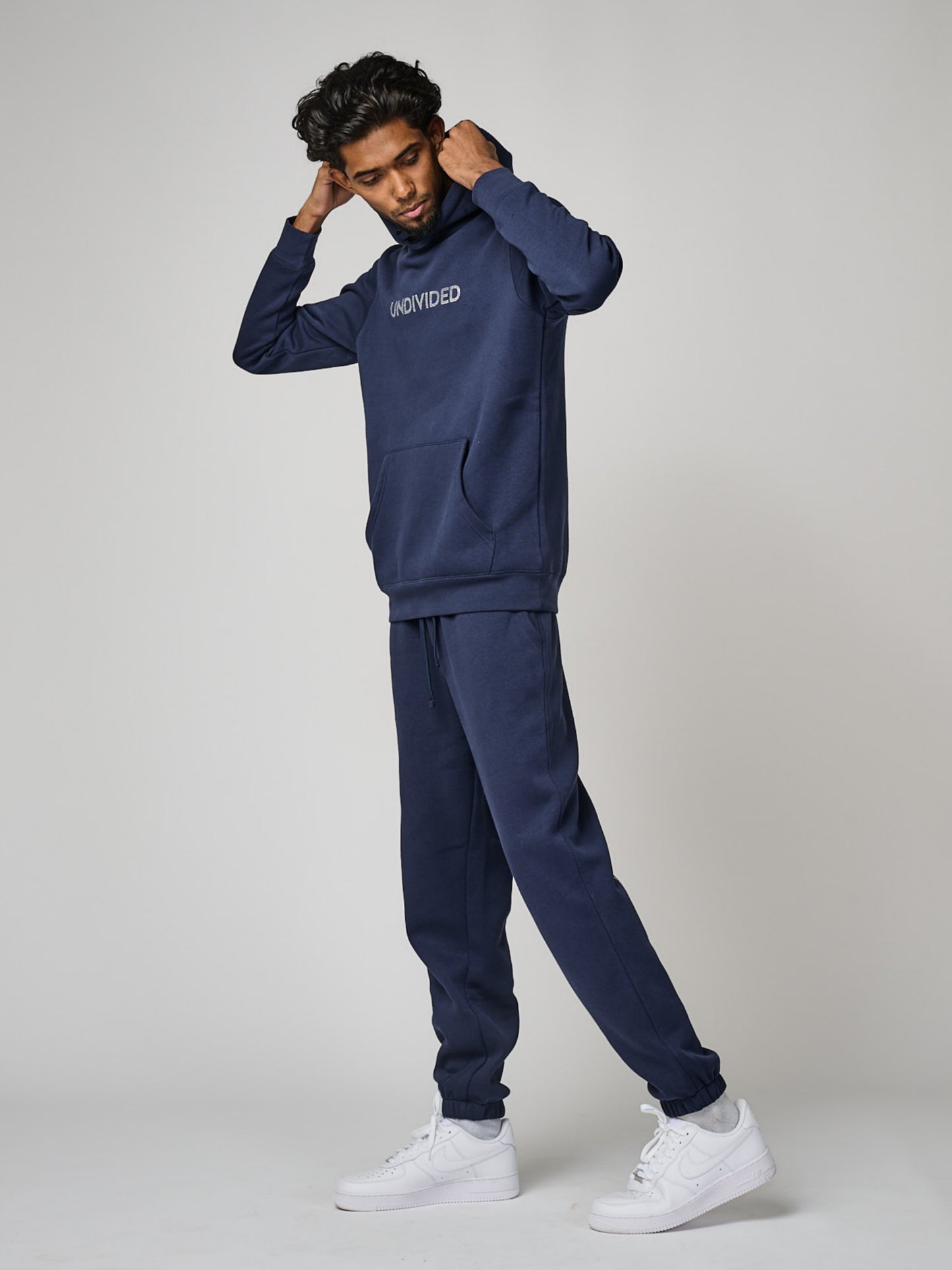 Men's Navy Blue Undivided Brushed Fleece Tracksuit
