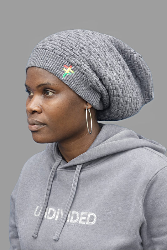 Grey Rasta Undivided Knitted Slouchy Beanie
