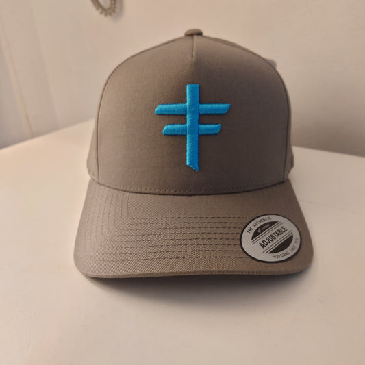 Grey Snapback with Blue Logo