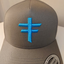 Load image into Gallery viewer, Grey Snapback with Blue Logo

