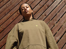 Load image into Gallery viewer, Olive Oversized Cropped Hoodie
