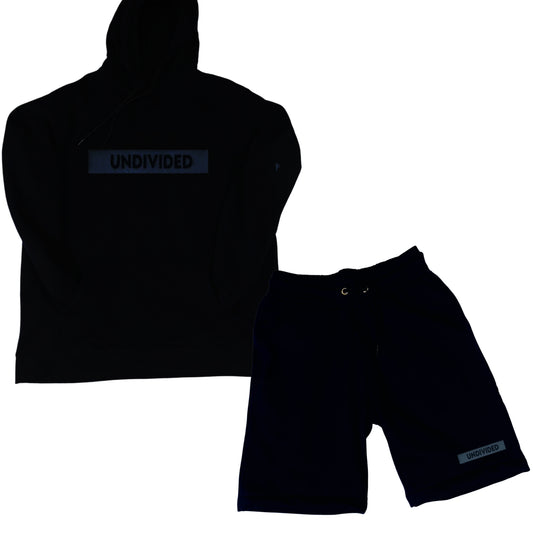 Black Short Hooded Tracksuit Set