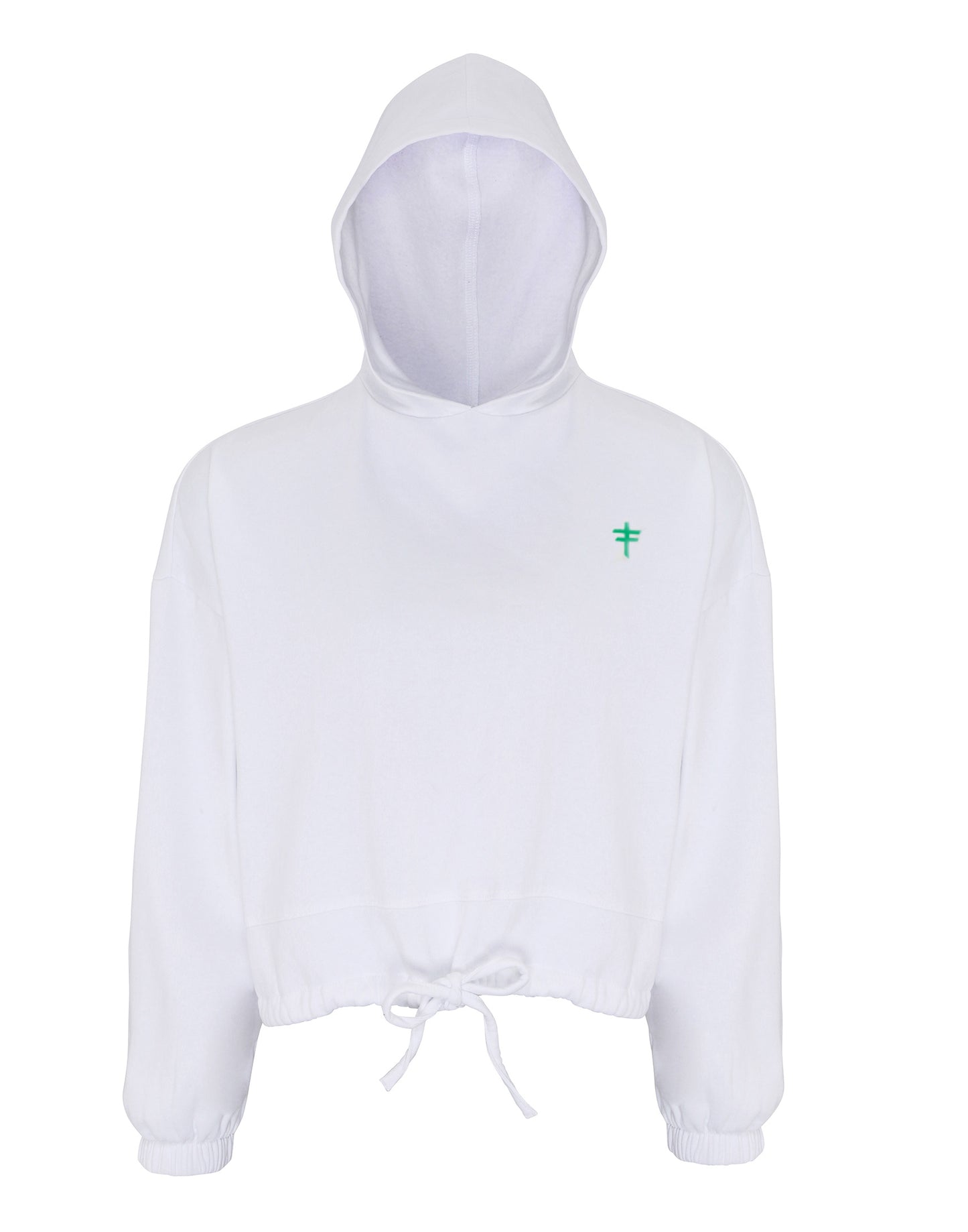 White Oversized Cropped Hoodie