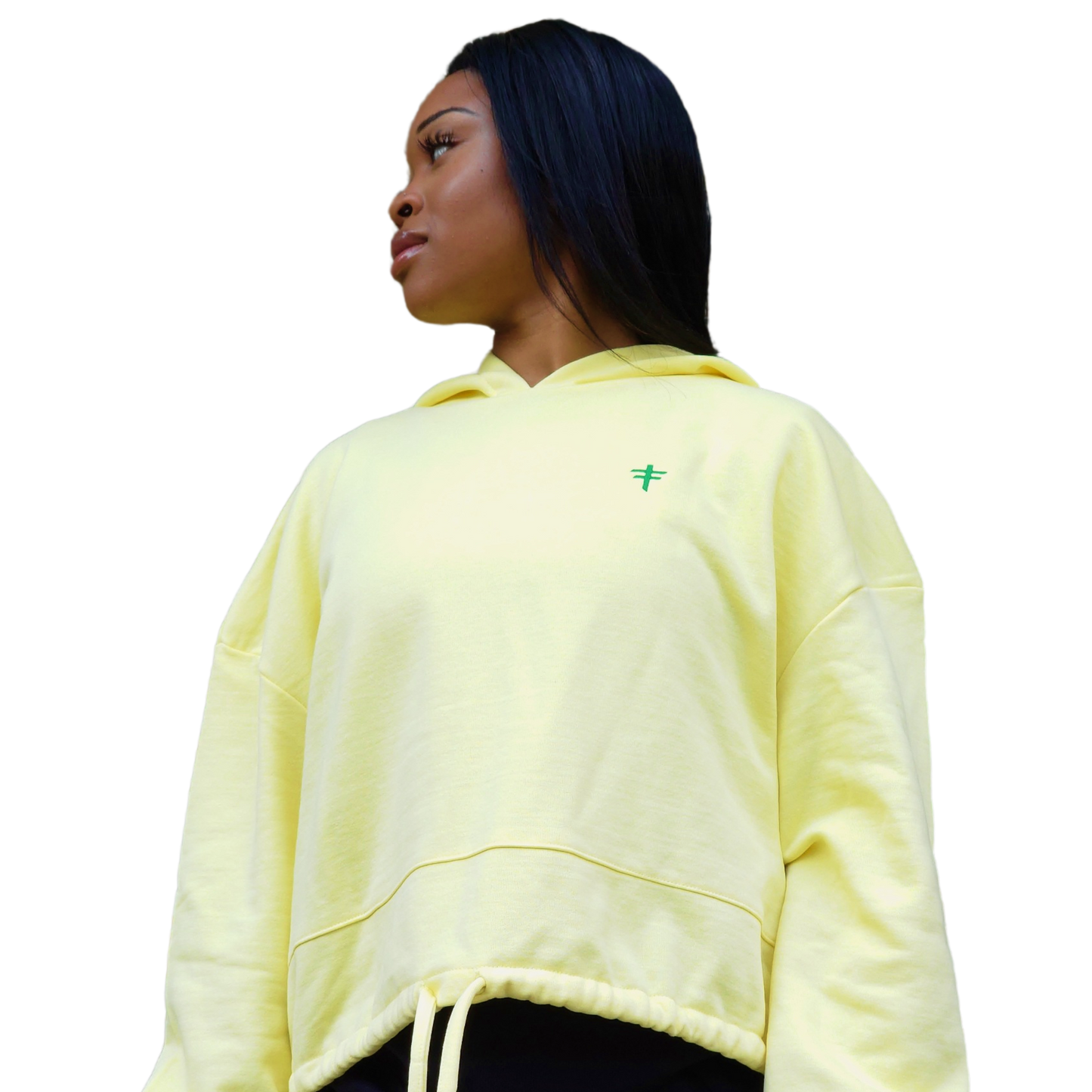 Yellow Oversized  Cropped Hoodie