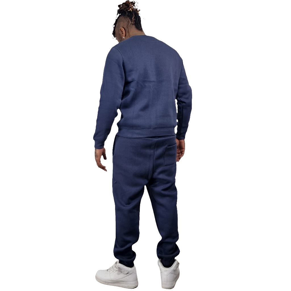 Men's Navy Blue Undivided Brushed Fleece Tracksuit