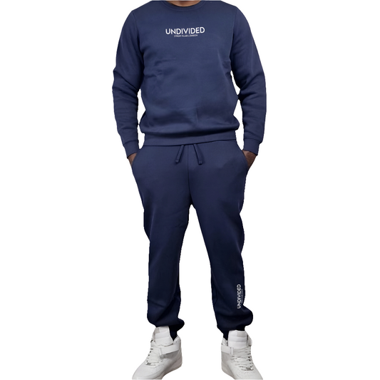 Men's Navy Blue Undivided Brushed Fleece Tracksuit