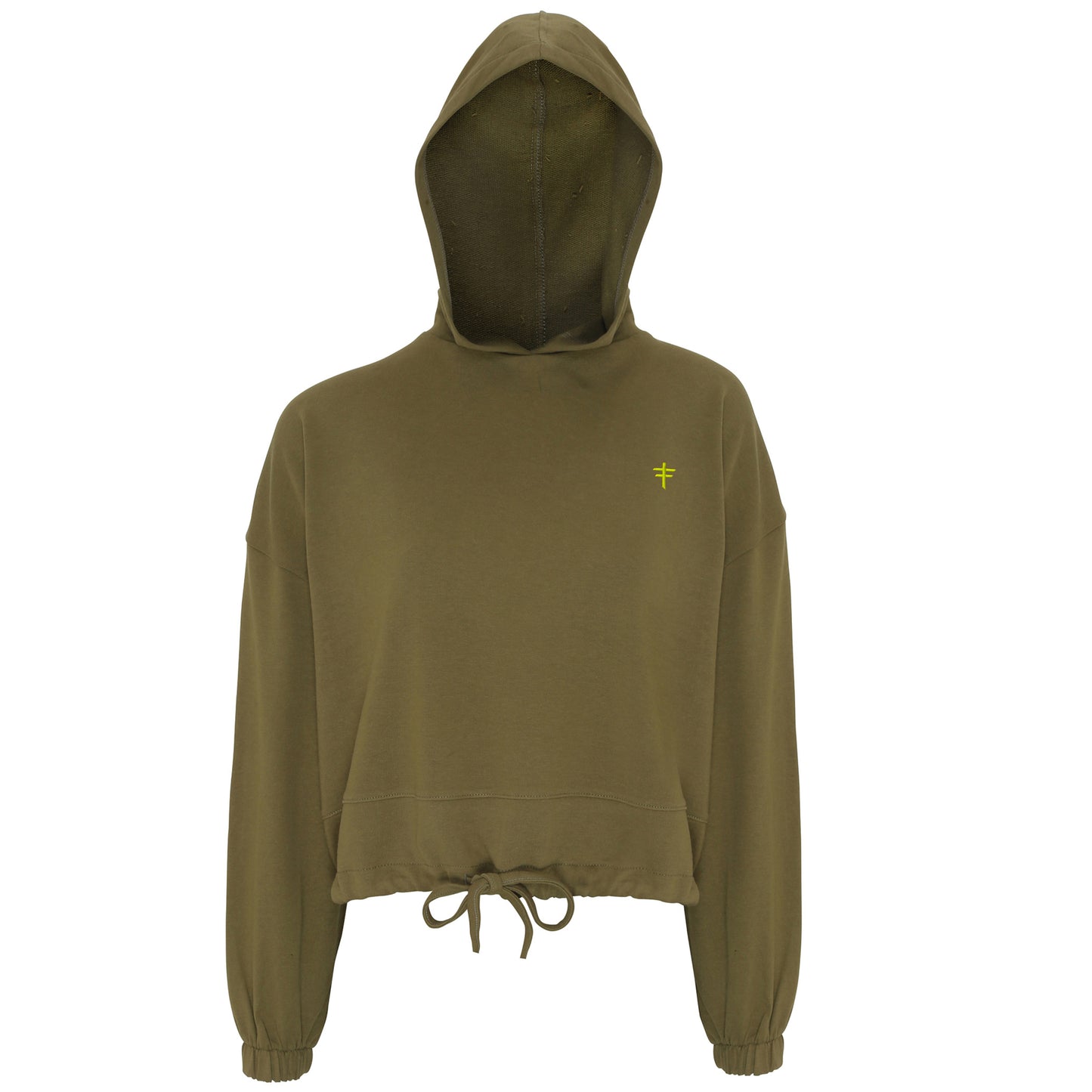 Olive Oversized Cropped Hoodie