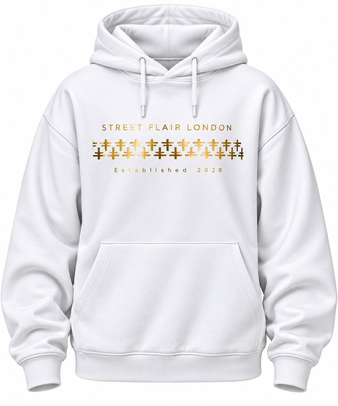 White & Gold Interlocking Hoodie
