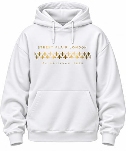 White & Gold Interlocking Hoodie