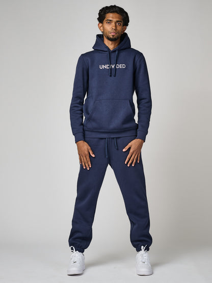 Men's Navy Blue Undivided Brushed Fleece Tracksuit