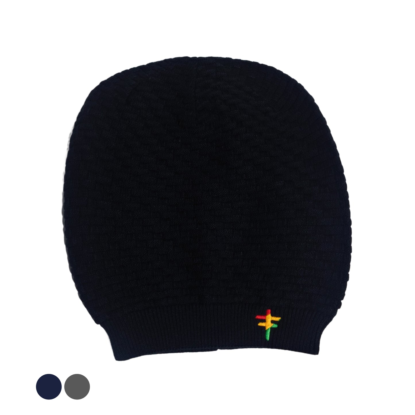 Navy Blue Rasta Undivided Knitted Slouchy Beanie