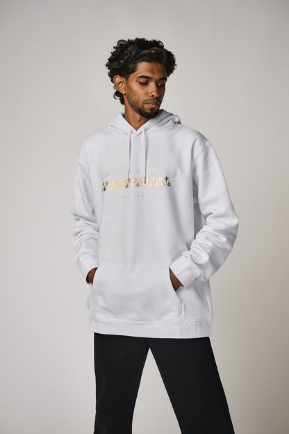 White & Gold Interlocking Hoodie