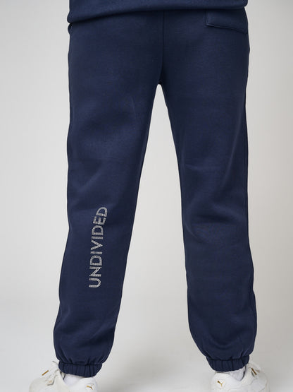 Women's Navy Blue Undivided Brushed Fleece Tracksuit