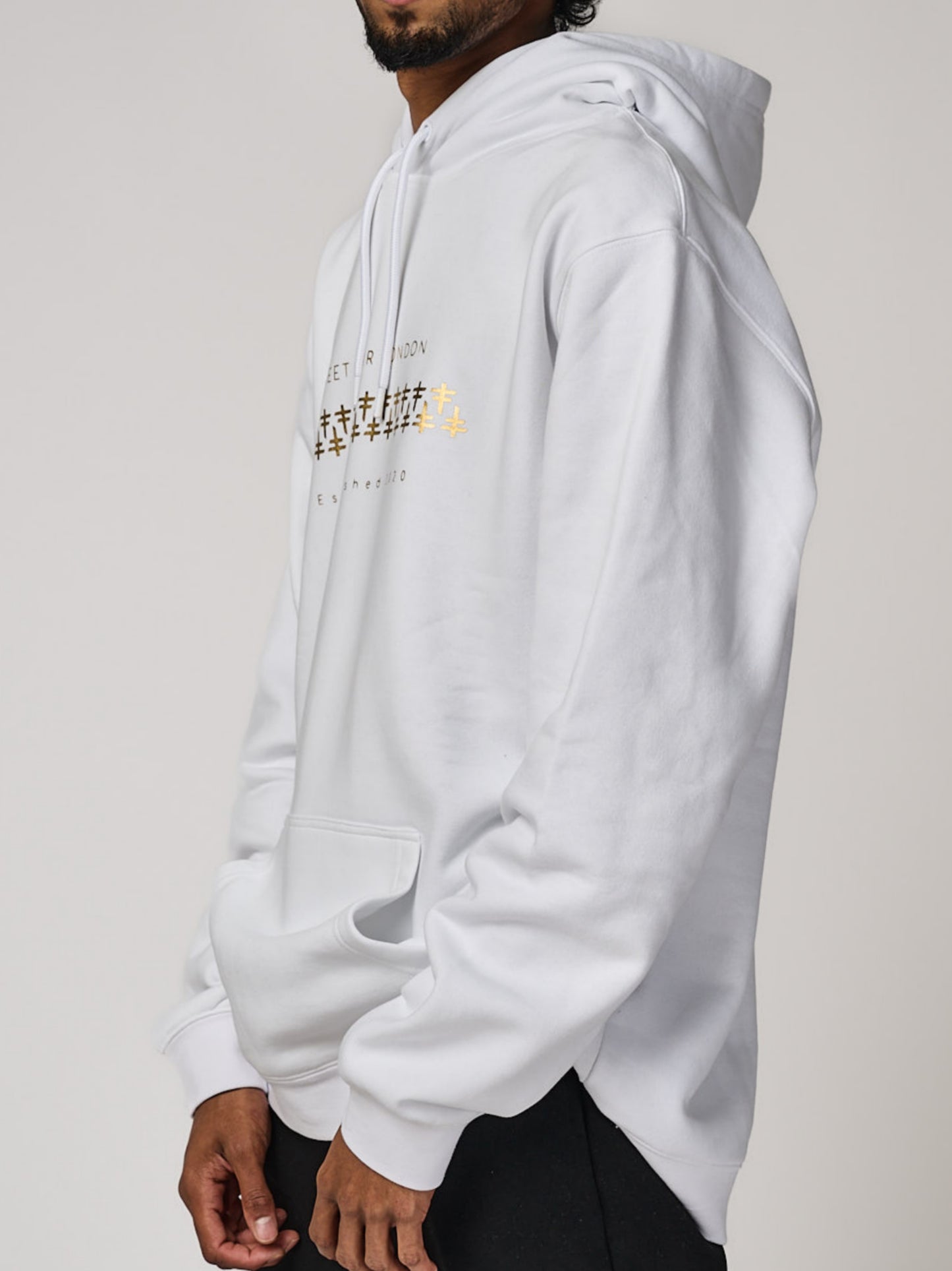 White & Gold Interlocking Hoodie