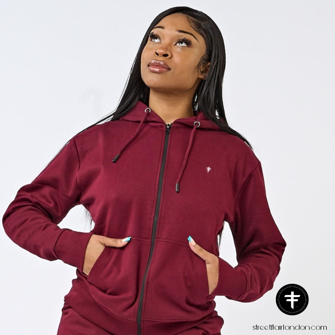 Burgundy UNDIVIDED Zip-Up Tracksuit