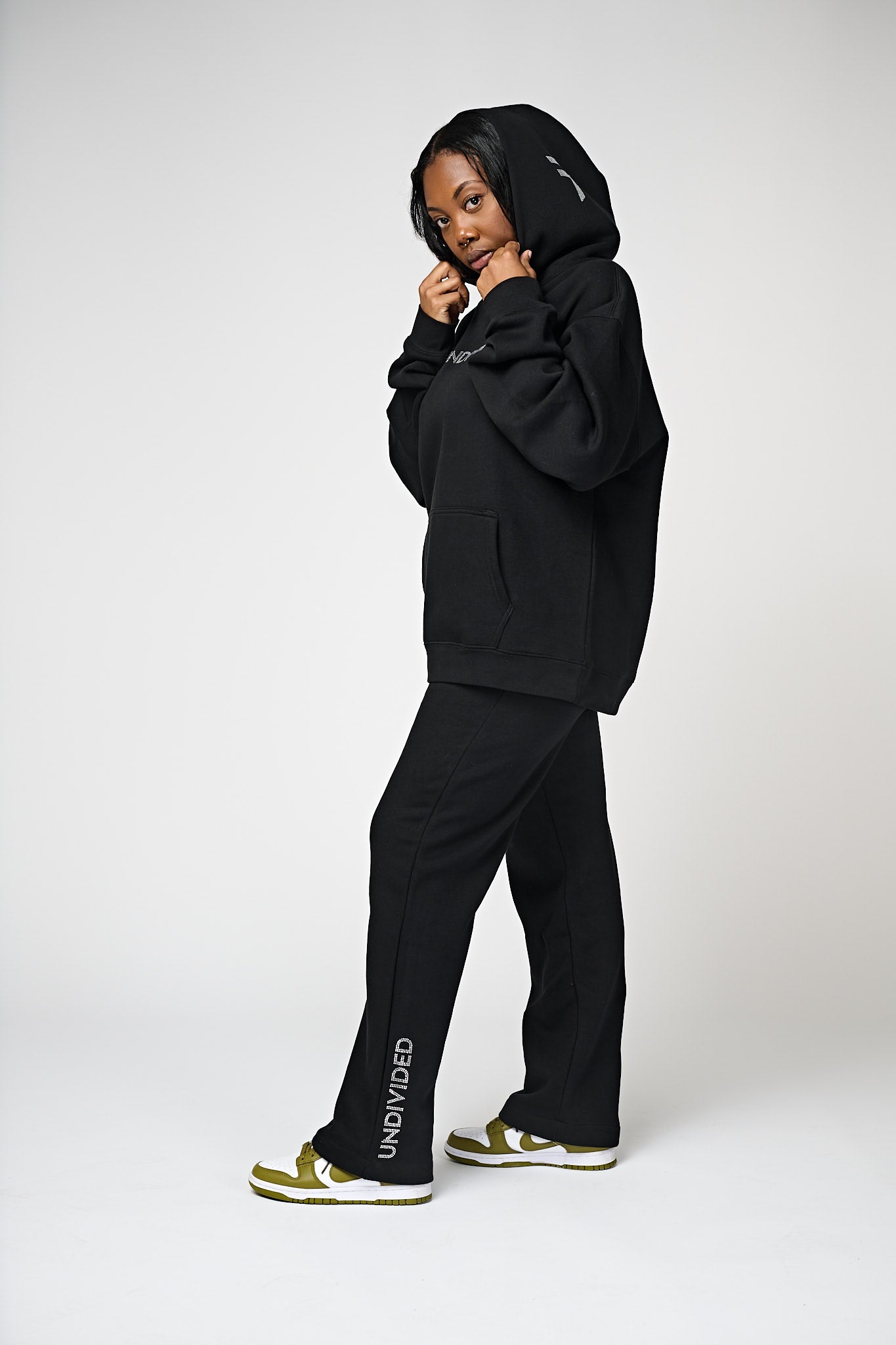 Women's Undivided Black Oversized Premium Tracksuit