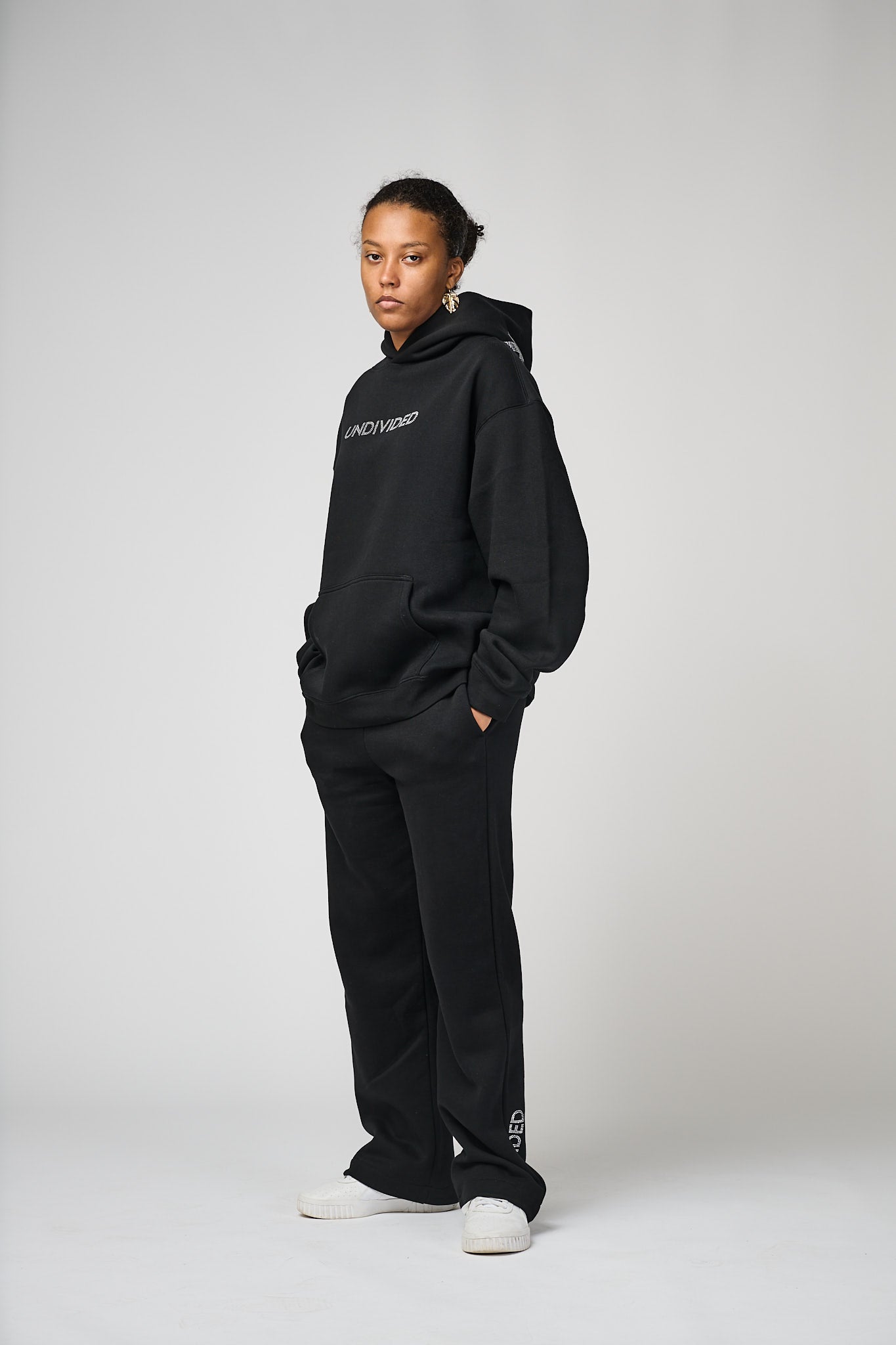 Women's Undivided Black Oversized Premium Tracksuit