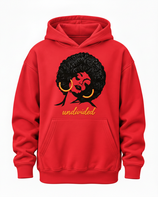 Afro Girl Flaming Red Stringless Hoodie
