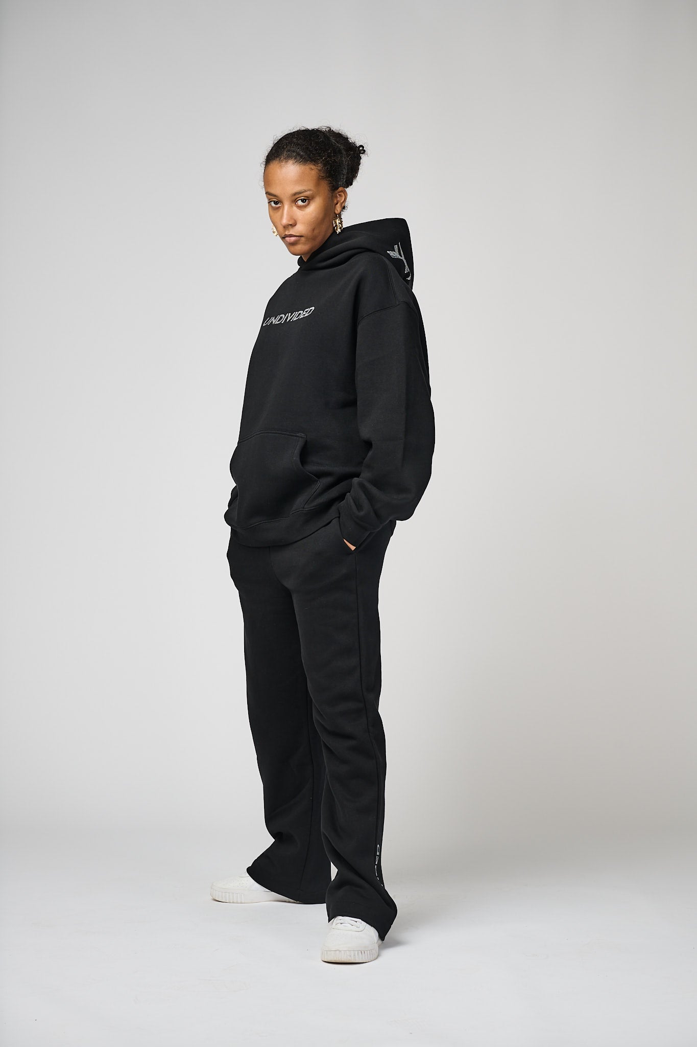 Women's Undivided Black Oversized Premium Tracksuit
