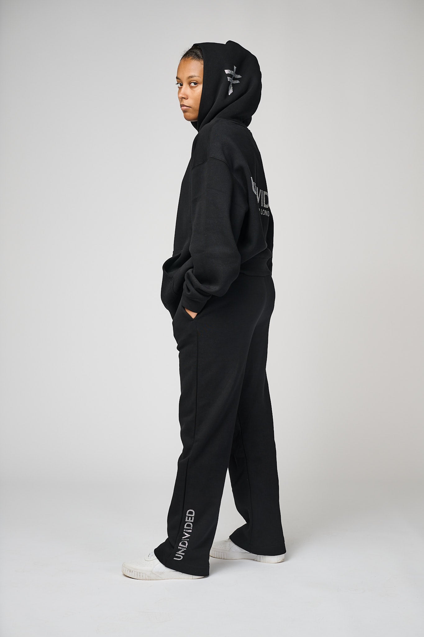 Women's Undivided Black Oversized Premium Tracksuit