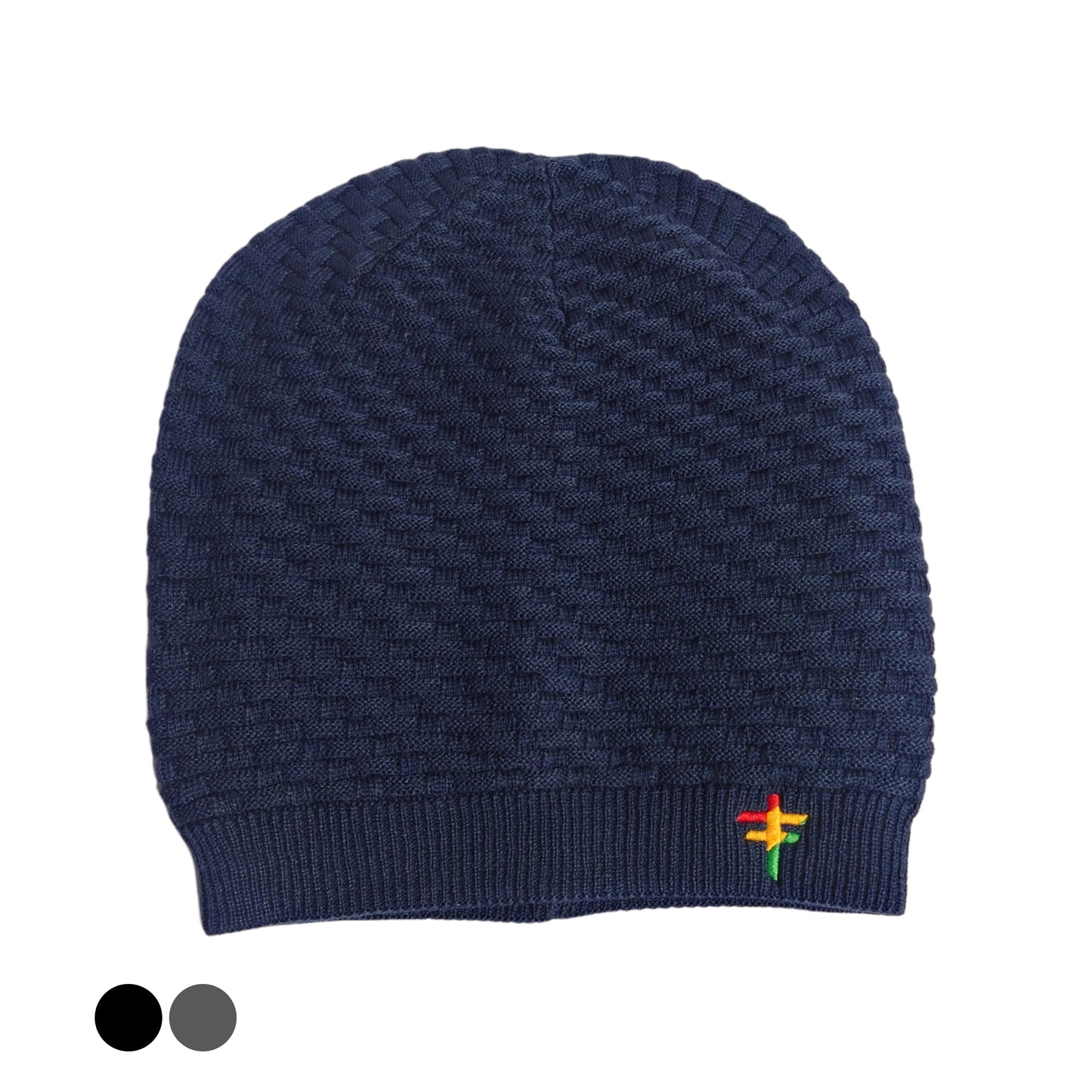 Navy Blue Rasta Undivided Knitted Slouchy Beanie