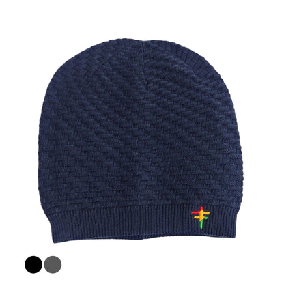 Navy Blue Rasta Undivided Knitted Slouchy Beanie