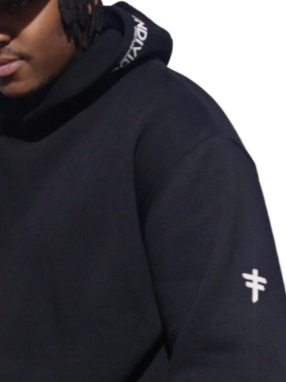 Men's  Black Hooded Undivided Flare Legged Tracksuit