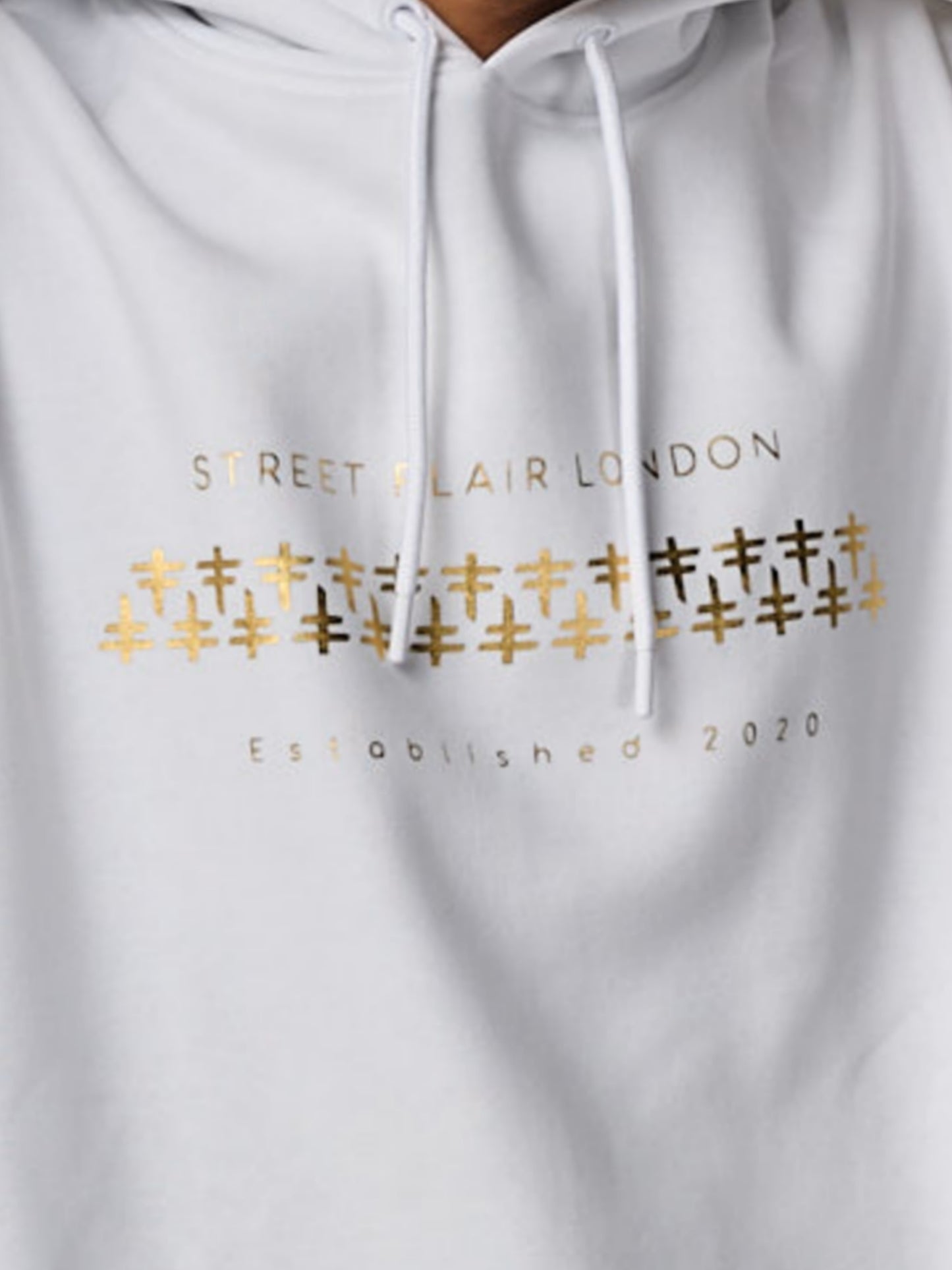 White & Gold Interlocking Hoodie