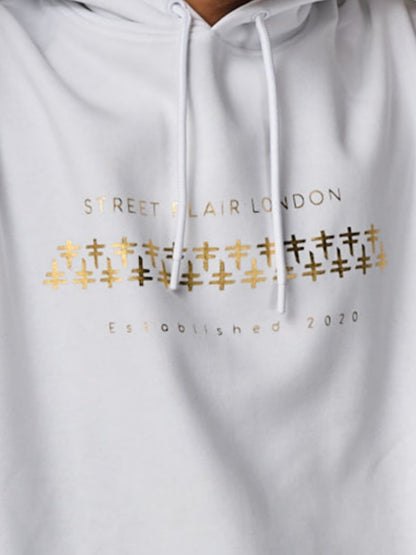 White & Gold Interlocking Hoodie