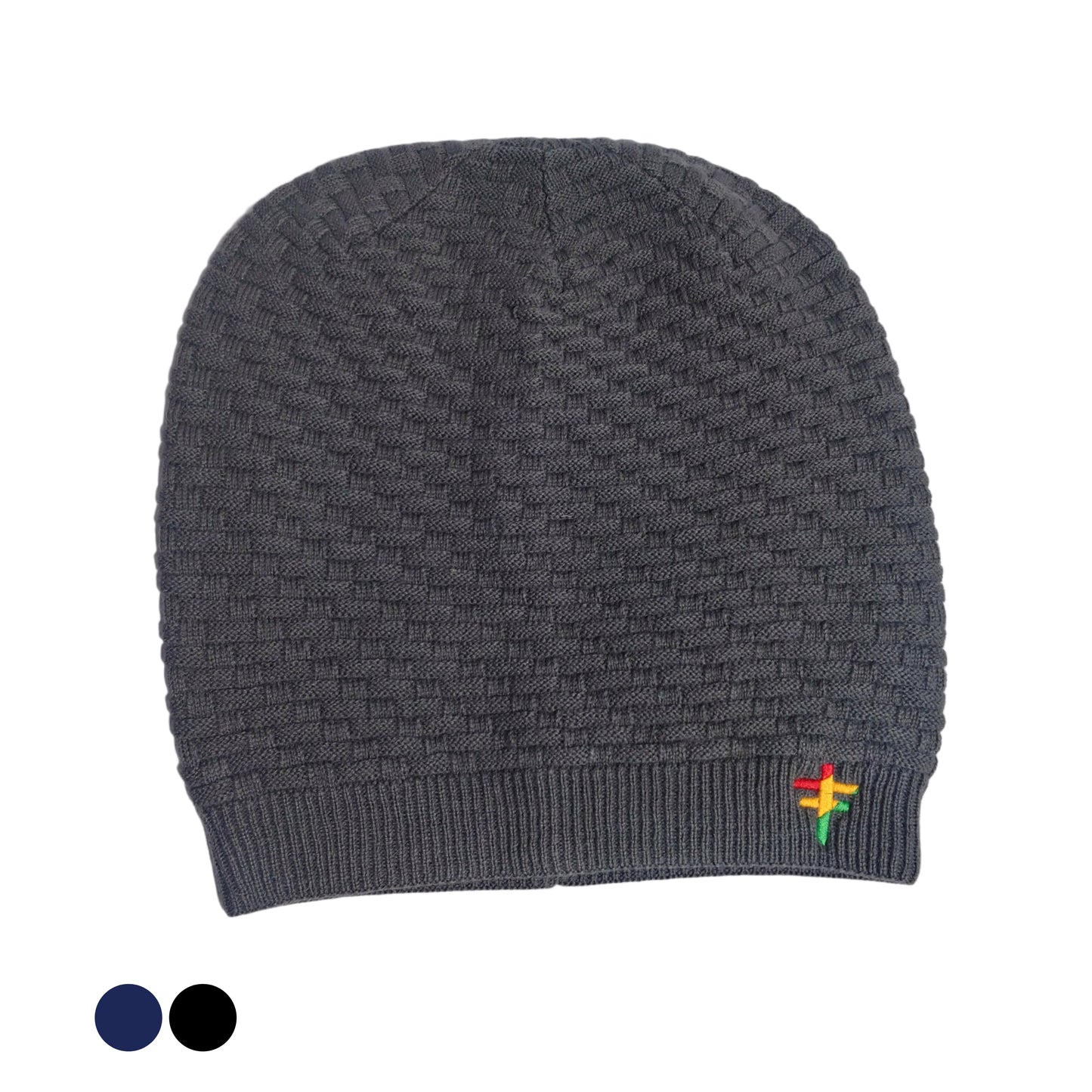 Navy Blue Rasta Undivided Knitted Slouchy Beanie