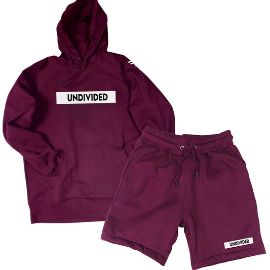 Burgundy Short Hooded Tracksuit Set