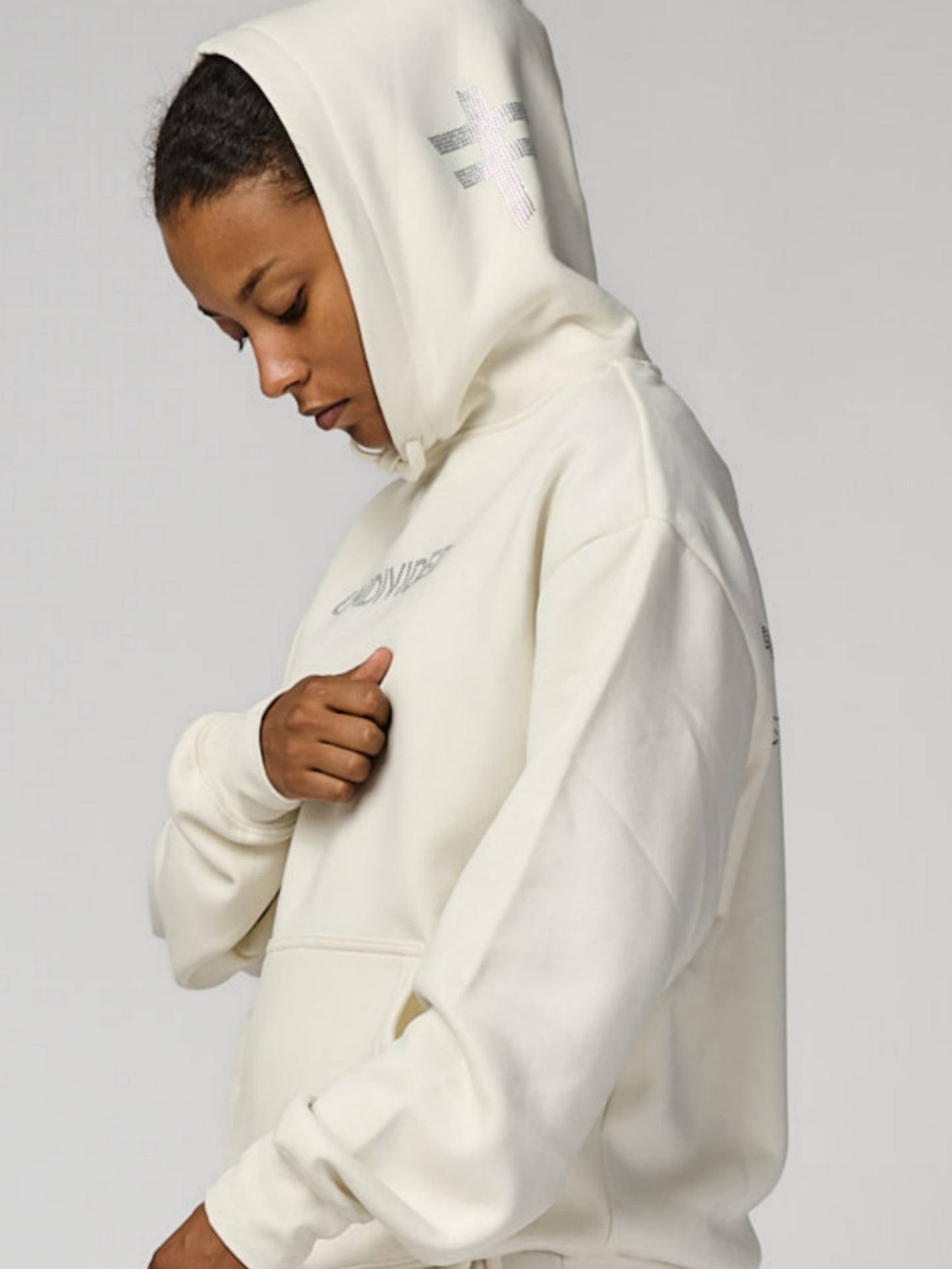 Oversized Ecru Ladies Premium Hoodie