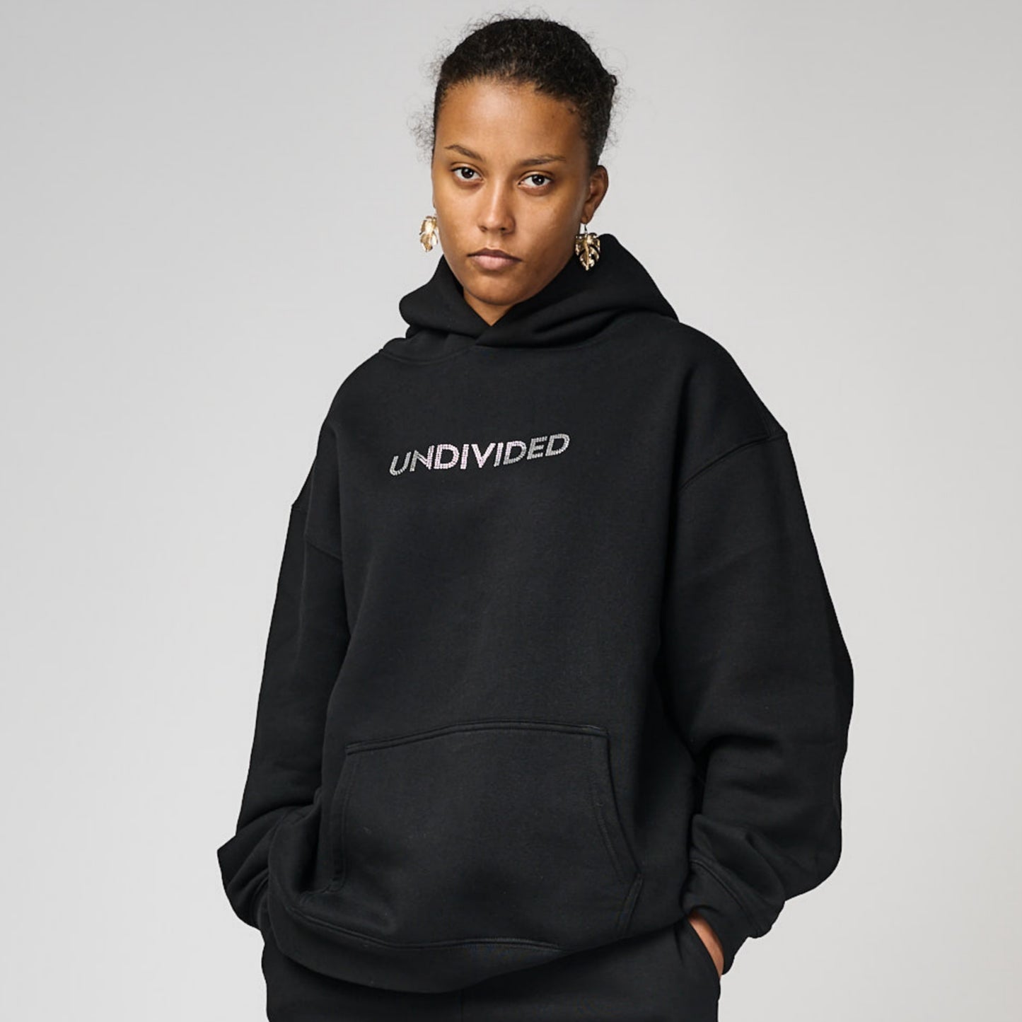 Women's Undivided Black Oversized Premium Tracksuit