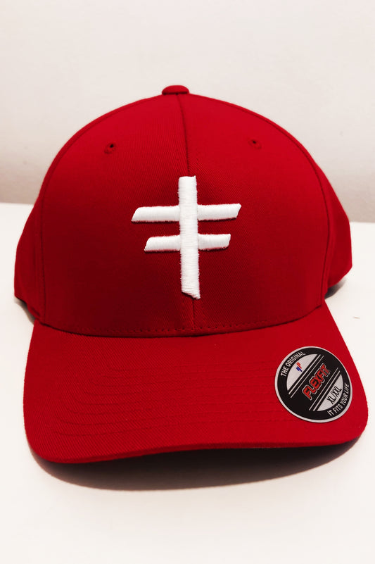 XL - XXL FITTED CAP - Red & White