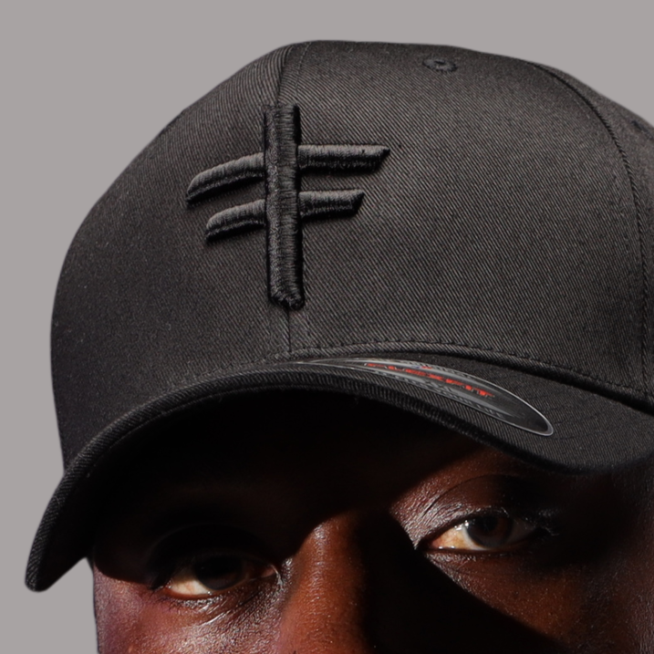 Black Cap With Black Embroidery
