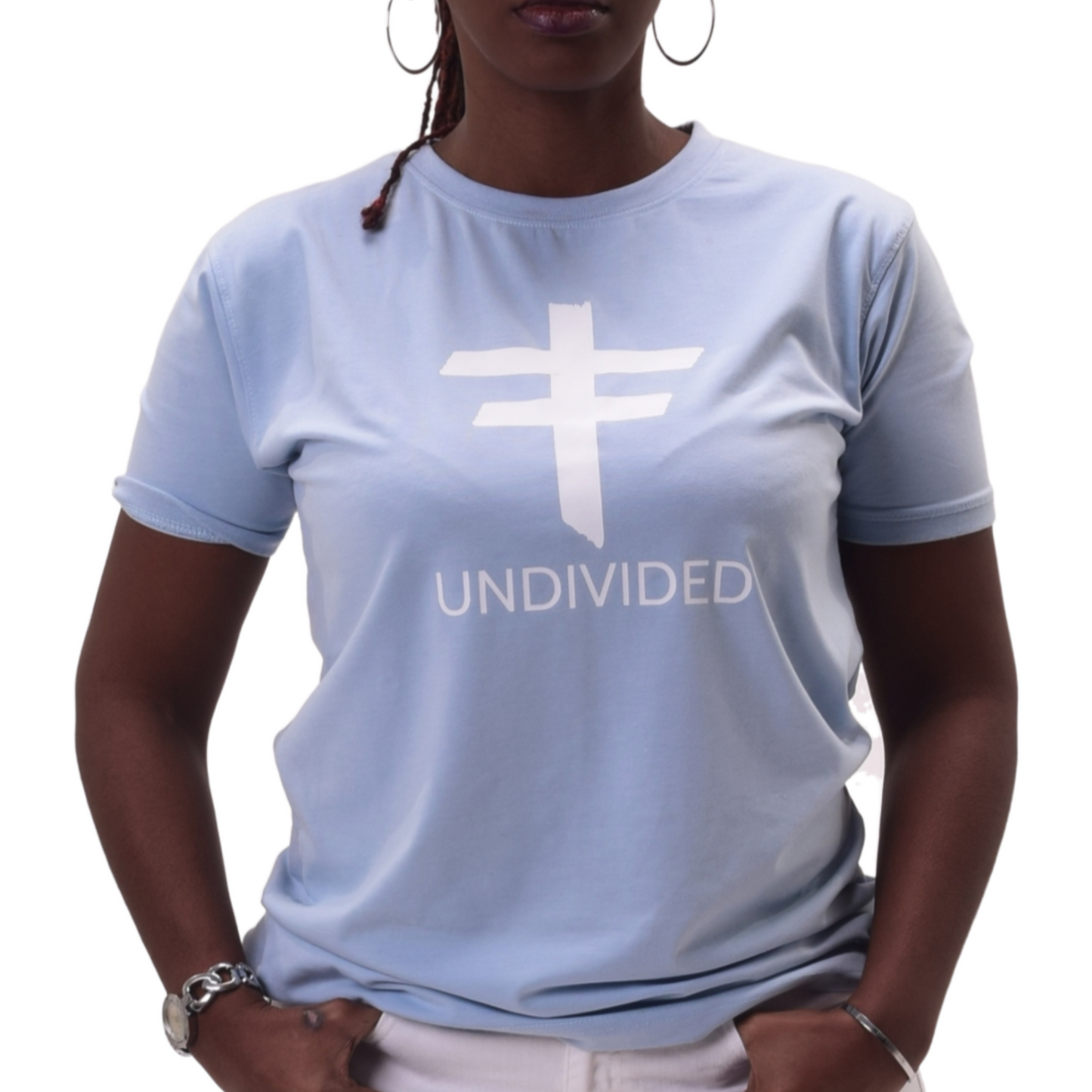 T-shirt à col rond bleu bébé UNDIVIDED (unisexe)