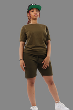 Load image into Gallery viewer, Olive Green T-shirt &amp; Shorts Set
