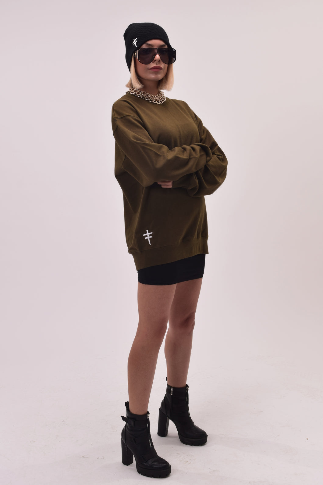 UNDIVIDED Olive Green Sweatshirt With Embroidery