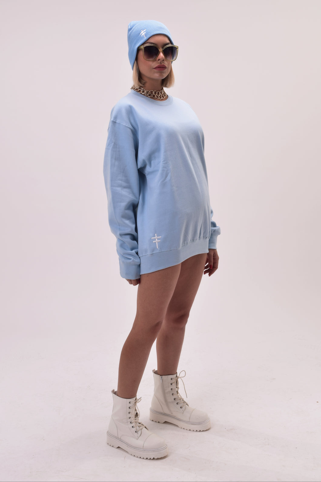 UNDIVIDED Baby Blue Sweatshirt With Embroidered Logo