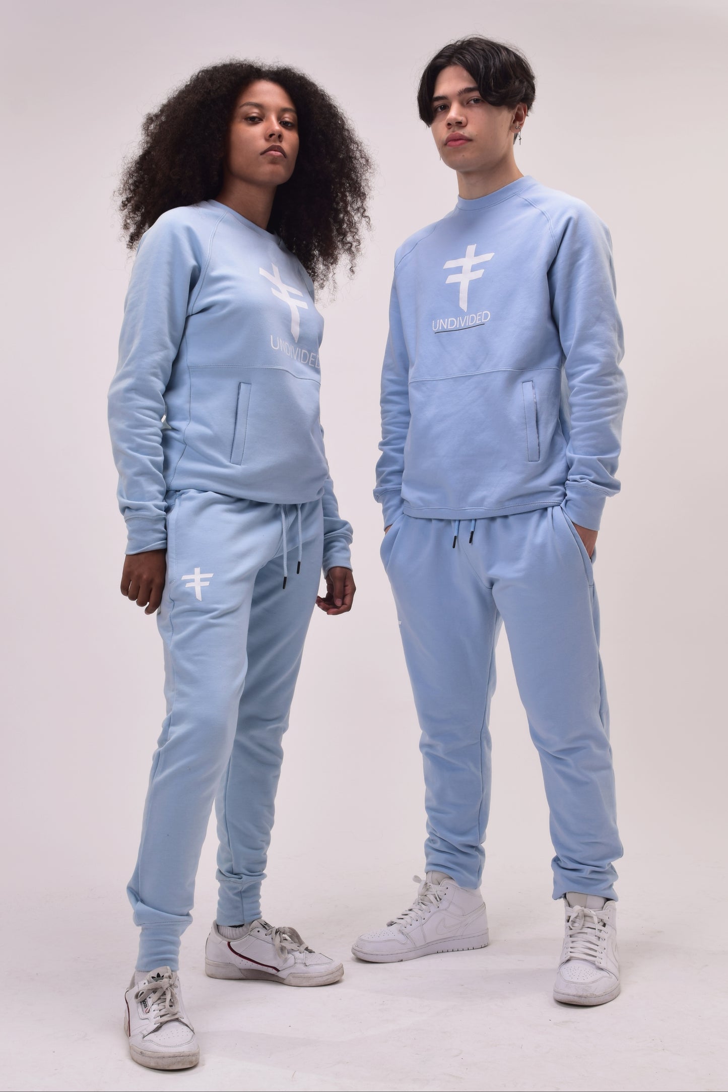 UNDIVIDED Baby Blue Sweat Top Tracksuit With Classic Print (Unisex)