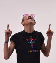 Charger l&#39;image dans la galerie, UNDIVIDED Black T-shirt Dress With Rainbow Print
