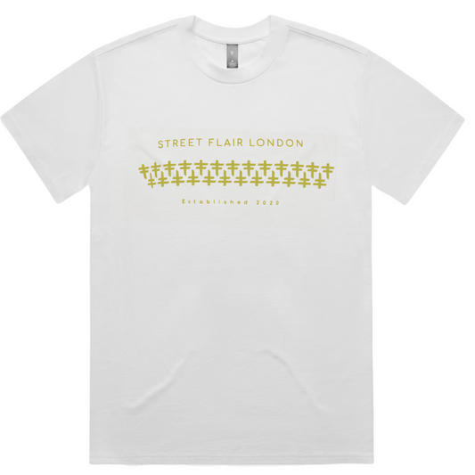 Gold Interlocking On White T-shirt
