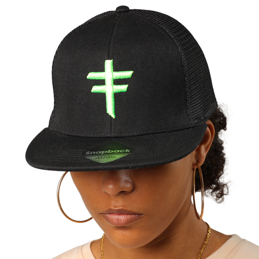 Snapback Noir Avec Broderie Vert Fluo