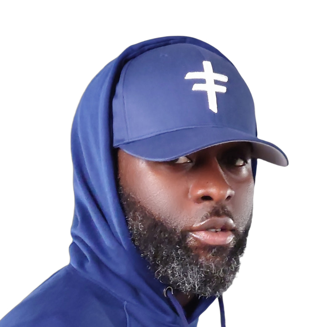 XL - XXL FITTED CAP - Blue & White