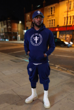 Load image into Gallery viewer, Navy Blue Tracksuit With Full Front Embroidery
